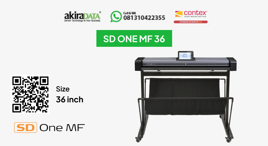 Scanner Contex SD One MF 36 – Sistem MFP (Multi-Function Printer) terintegrasi full color format besar (36 inci) dengan touchscreen.