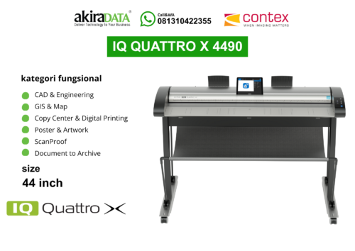 Scanner Contex IQ Quattro X 4490 – Pemindai full color format besar (44 inci) industri terkemuka untuk CAD & Engineering, GIS & Map, dan kearsipan.