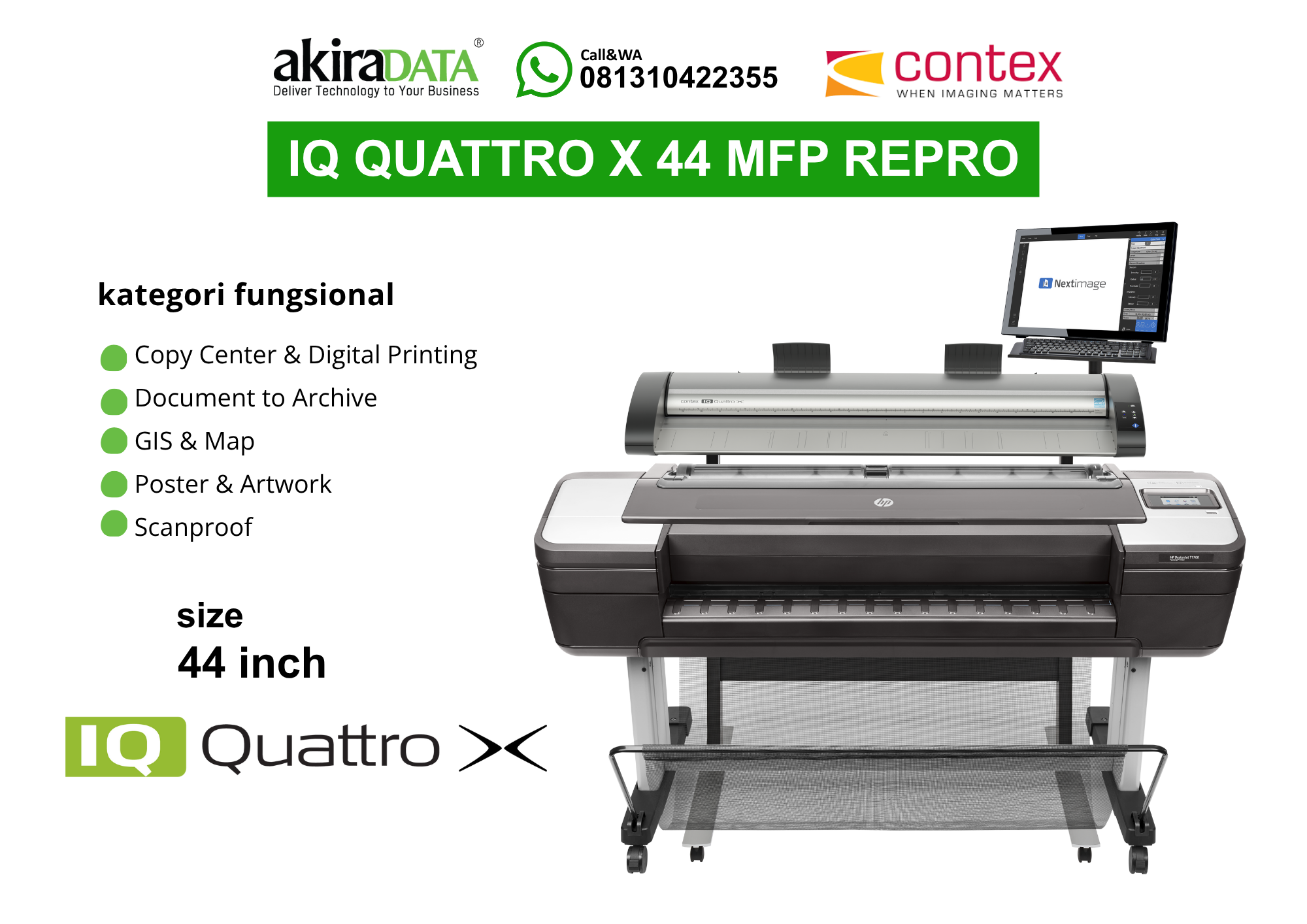 SCANNER_CONTEX_IQ_QUATTRO_X_36_MFP_REPRO Scanner Contex IQ Quattro X 44 MFP Repro (44 inch) – Sistem printer multifungsi format besar untuk Copy Center, kearsipan, dan GIS/Map.