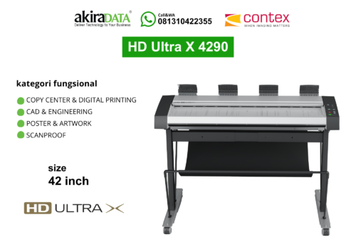 Scanner Contex HD Ultra X 4290 format besar 42 inch untuk pemindaian CAD, engineering, poster, artwork, dan kebutuhan scanproof.