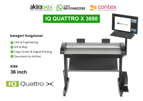Scanner Contex IQ Quattro X 3690 – Pemindai full color format besar (36 inci) berkecepatan tinggi untuk CAD & Engineering, GIS & Map, dan kearsipan.
