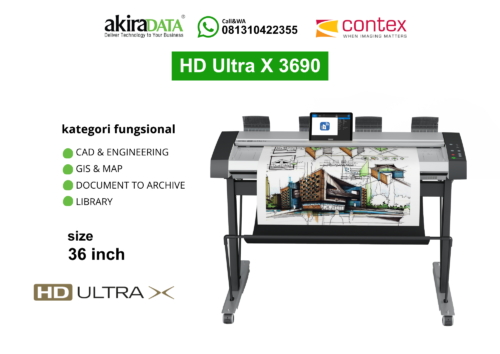 Scanner Contex HD Ultra X 3690 format besar 36 inch untuk CAD, GIS & Map, dokumentasi arsip, dan kebutuhan perpustakaan.